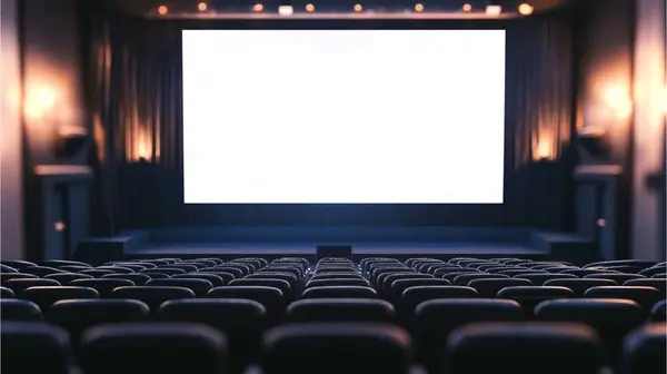Large cinema-style projection screen in a professional entertainment venue.